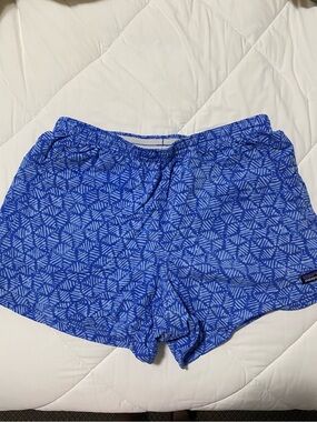 Patagonia Women's Electric Blue Geometric Stretch Athletic Shorts